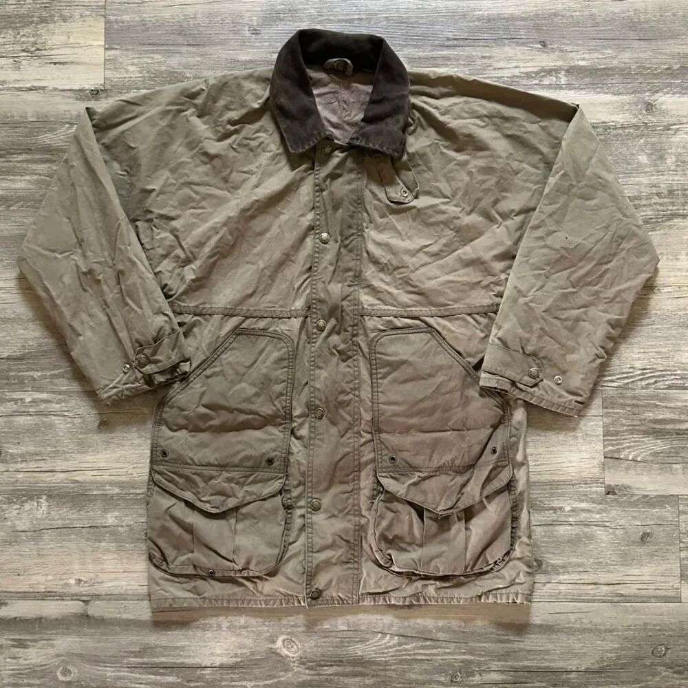 Vintage C.C. Filson Co. Wax Tin Cloth Foul Weather Jacket Size Small Style 1439N